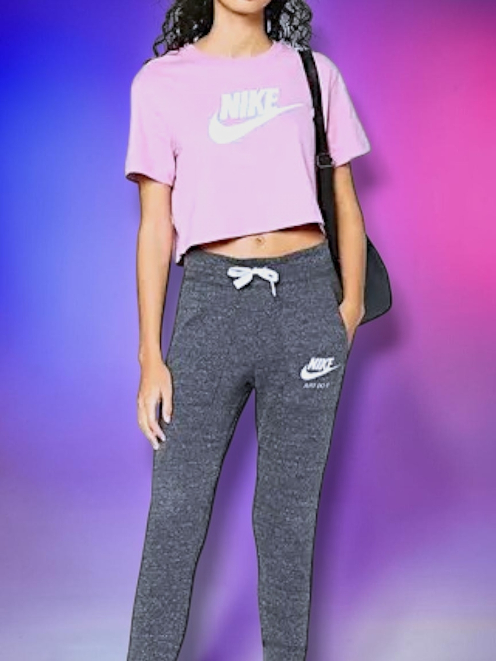 Nike Women's Gray Sportswear Vintage Pants w/ White Nike Logo & Side Pockets L - Picture 9 of 10